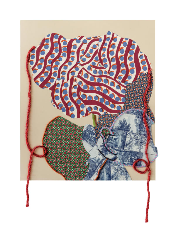 Georgie Hopton Bo Peep, 2020 Collage and wool on paper. Signed verso. 44.8 x 38.4 cm