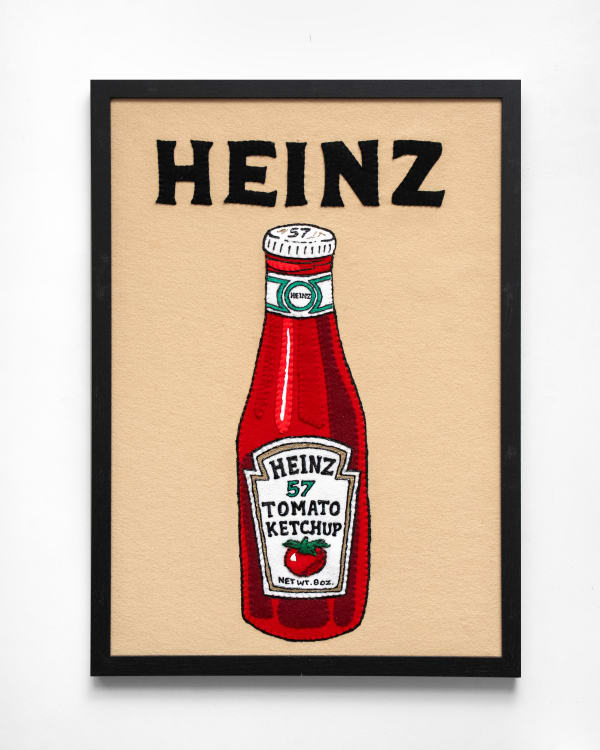 Lucy Sparrow Heinz Ketchup, 2025 Hand-sewn felt poster. From a limited edition of 20. 63 x 45 cm (24 3/4 x 17 3/4 in)