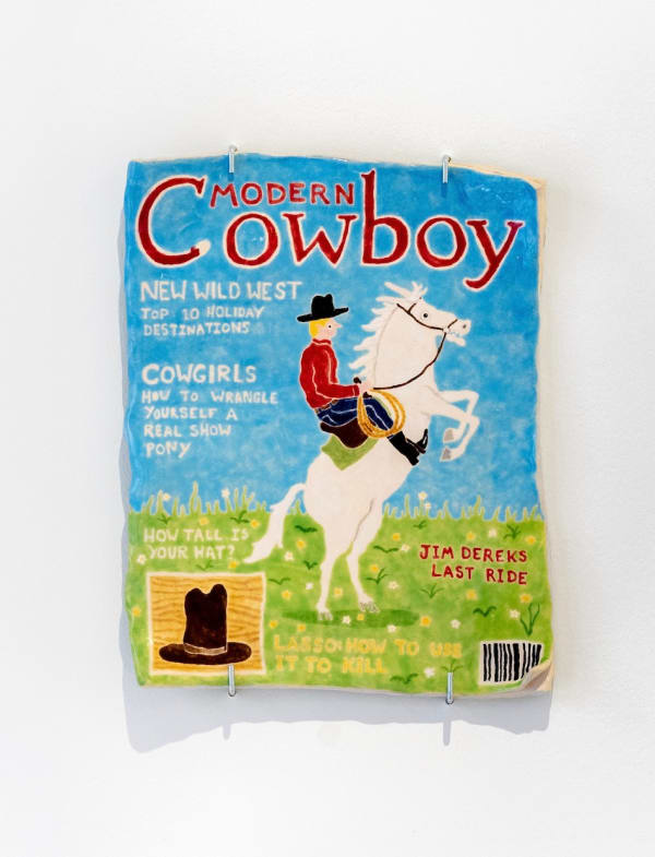 Katy Stubbs Steve's Research, 2023 Earthenware and glaze Signed verso Signed and dated. 23.5 x 1 x 18.5 cm (9 1/4 x 3/8 x 7 1/4 in)