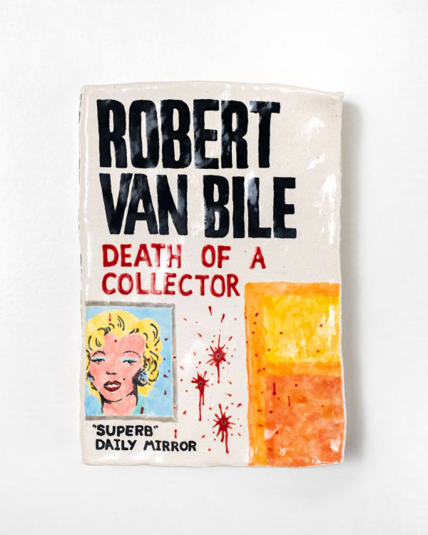 Katy Stubbs Death of a Collector, 2025 Earthenware and glaze. Signed and dated. 19 x 13 x 3.3 cm (7 1/2 x 5 1/8 x 1 1/4 in)