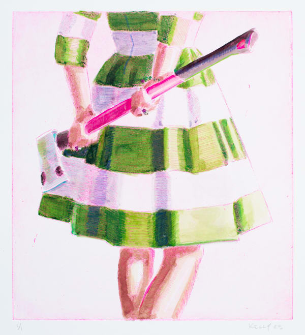 Kelly Reemtsen Hidden Agenda 5, 2023 Unique etching, gouache, colour pencil, collage and lacquer on paper. Image size: 28 x 25.5cm (11 x 10 in) Paper size: 40.5 x 35.5cm (16 x 14 in)