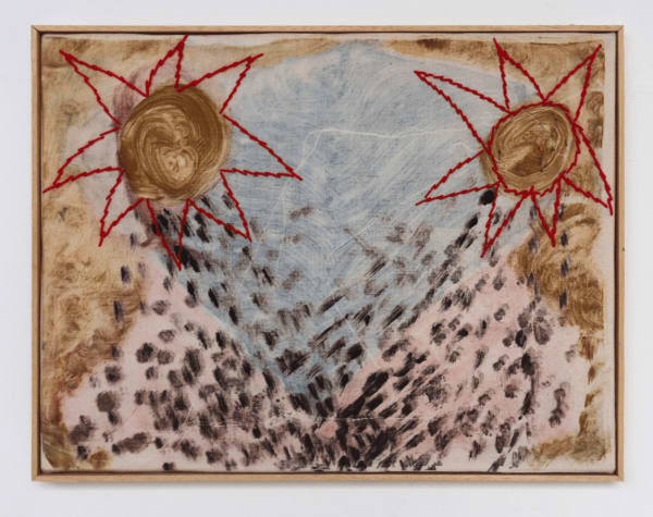 Aimée Parrott Loam, 2020 Monotype on calico with acrylic, wool, thread and pine. 32 x 42 cm (12 5/8 x 16 1/2 in)