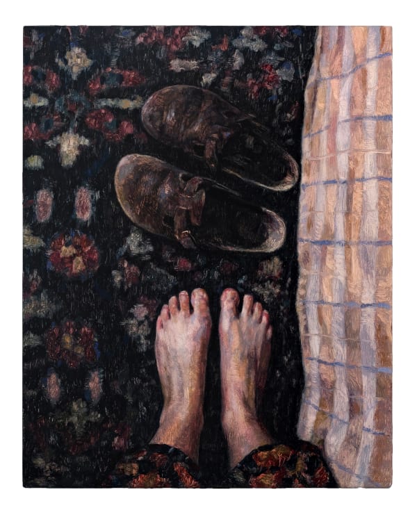 Anna Calleja Wait outside the door, 2025 Oil on panel. Signed verso. 25 x 20 cm (9 7/8 x 7 7/8 in)