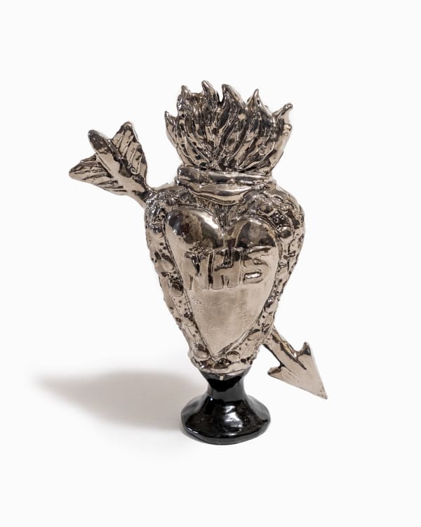 Joseph Dupré Heart of the NHS, 2025 Glazed ceramic with platinum. 21 x 15 x 7 cm (8 1/4 x 5 7/8 x 2 3/4 in)