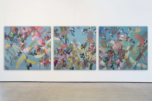 Angel Ricardo Ricardo Rios, La alberca en el mes de abril (Triptych), 2024