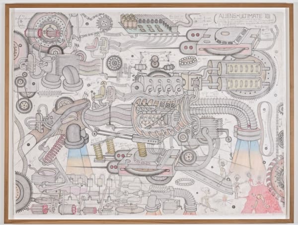 Abu Bakarr Mansaray Alien's Ultimate (Bad Ass) Crayons de couleurs et stylo bille sur papier 120 x 160 cm 47,2 x 62,9 in