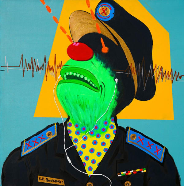 Pathy Tshindele Sans titre Acrylique sur toile 89 x 89 cm 35 x 35 in