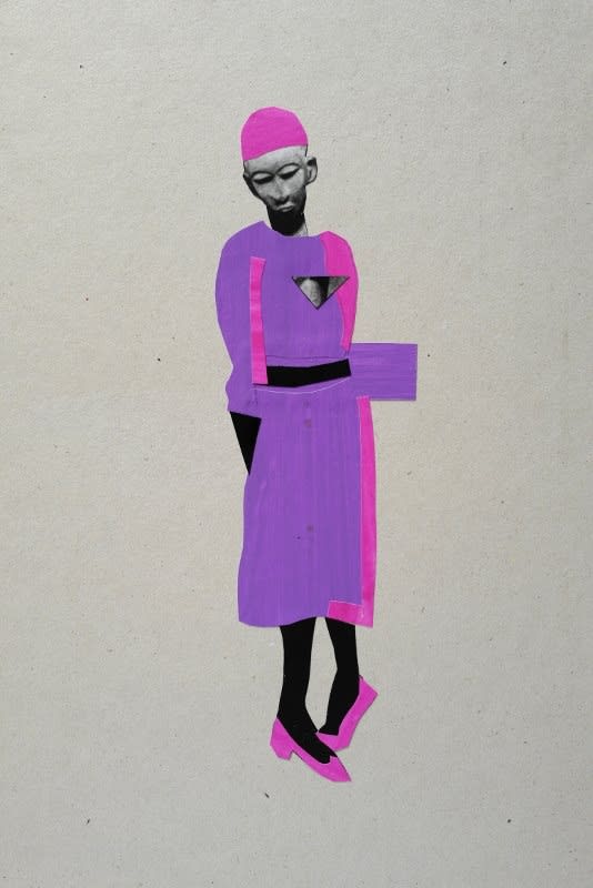 Vincent Michéa Personnage 2 Collage, papier, acrylique 20 x 30 cm 7.8 x 11.8