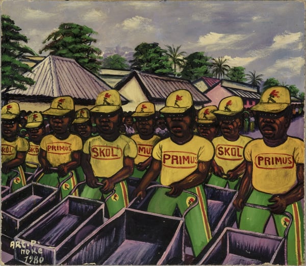 Moke Primus Skol Peinture sur sac de farine 71.5 x 80 cm 28.1 x 31.4 in