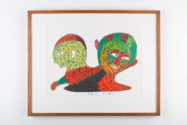 Ataa Oko Sans titre (deux têtes aux petits traits) Crayon et crayon de couleur sur papier 21 x 29,7 cm 8 17/64 x 11 11/16 inches