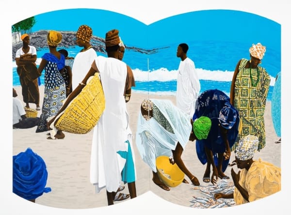 Vincent Michéa Marché Soubeïdioune Acrylique sur toile 140 x 185 cm 55 x 72.8 inches