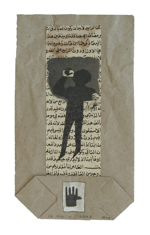 Marcel Miracle La main noire Technique mixte 18,5 x 11 cm