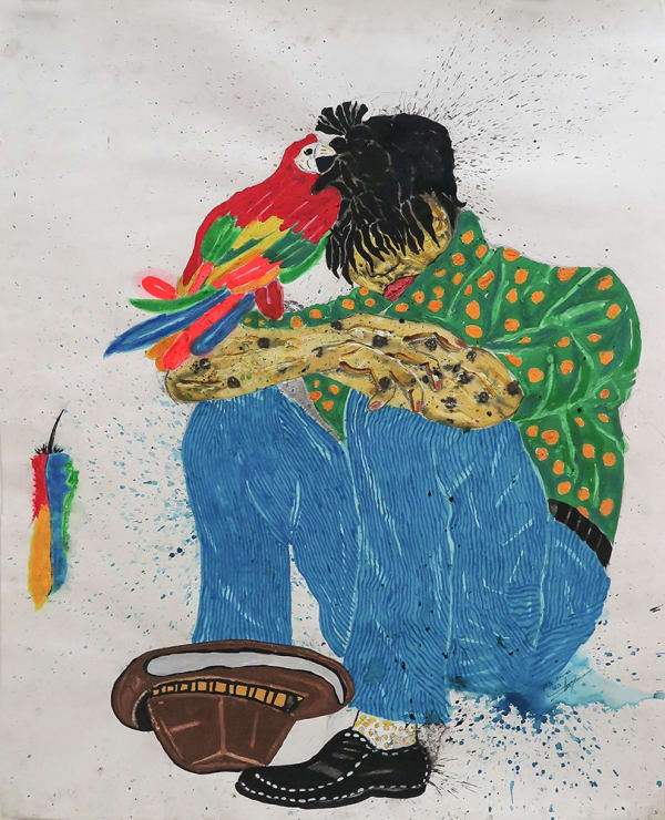 Kura Shomali Pauvre, mais... Technique mixte : gouache, aquarelle, stylo et fusain sur canson 116 x 90,5 cm 59 x 31 inches