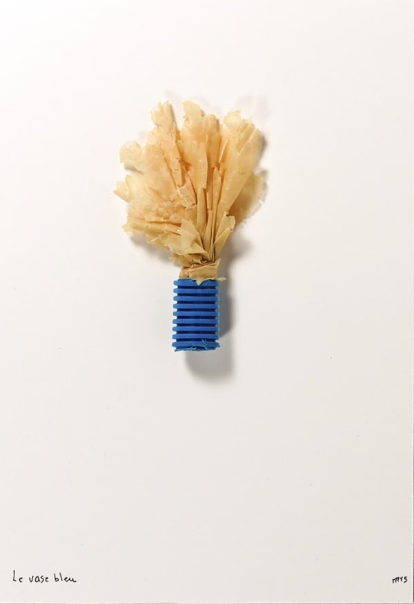 Marcel Miracle Le vase bleu technique mixte sur carton 28,5 x 20 cm 11,2 x 7,8 in