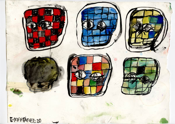 Eddie Martinez, Heads for We Stand Together to Stop AAPI Hate, 2020