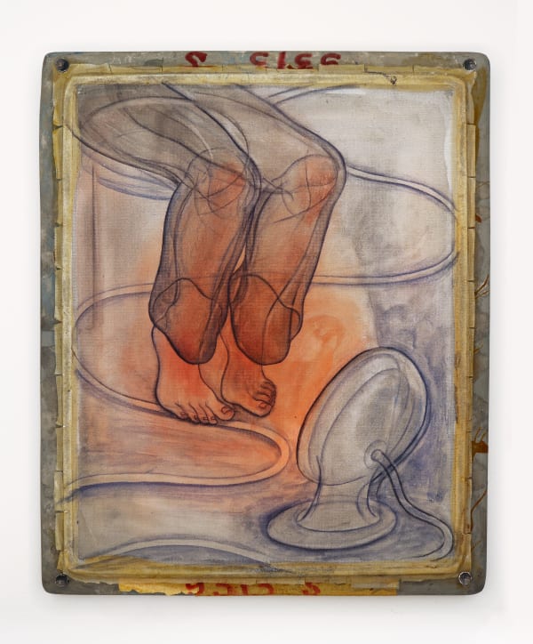 System Illustrated (Therapy Light) 2019 Mineral pigment on silk, aluminum frame 11.5x9 inches $2400