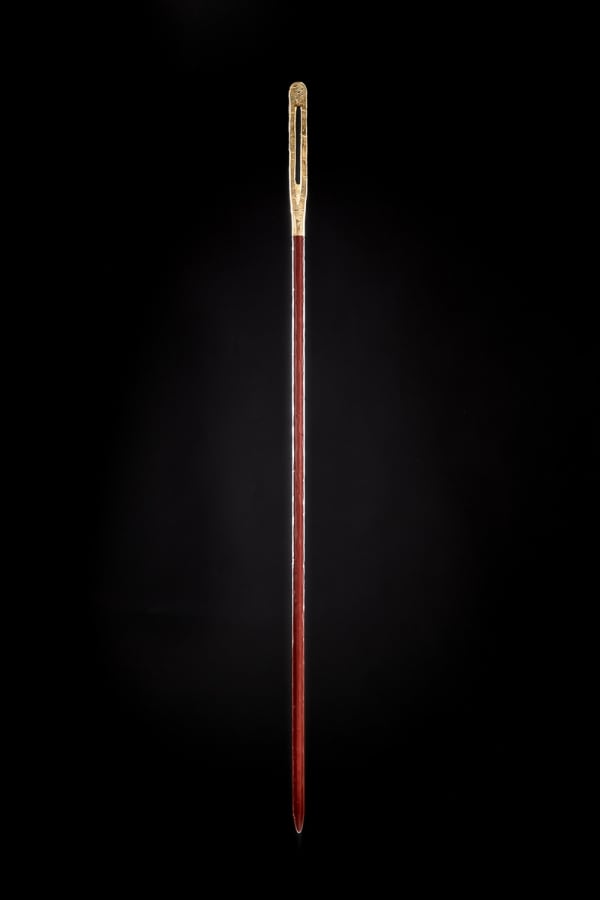 Makiko Harris, Sewing Needle 14 (Burgundy + Gold), 2025