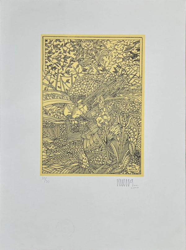 Marcos Huerta, "Personajes entre líneas (sol amarillo)", 2001