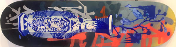 Chou Room x Esneone, Tabla de patineta intervendia de Chou Room 5, 2025