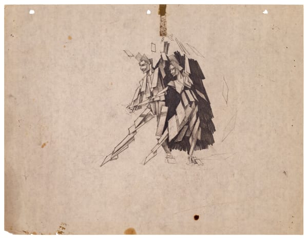 Rafael Cauduro, Boceto 07 "Bailarines con fragmentos de luz", 1980