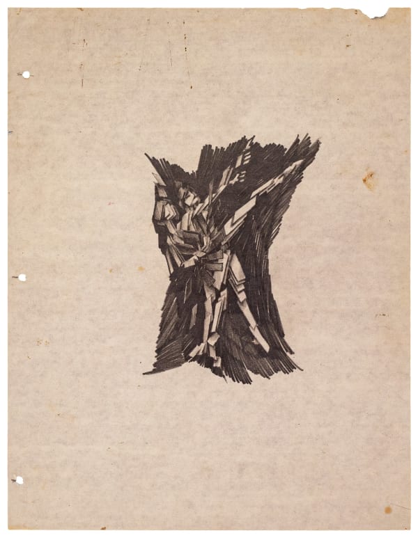 Rafael Cauduro, Boceto 04 "Bailarines con fragmentos de luz", 1980