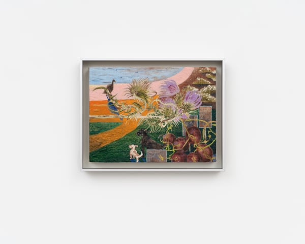 Ángela Ferrari Sliver atmosphere: Not alone at nap time, 2025 Oil on linen 15 x 20 cm (5 ⅞ x 7 ⅞ in) 17.8 x 23 cm (7 x 9 in) framed