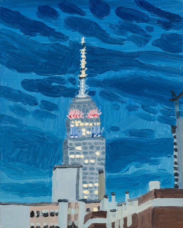 Claudia Keep May 6th, 8:07 PM, Westside View of the Empire State Building, 2024 Oil on masonite panel 25.4 x 20.3 cm (10 x 8 in) 27.4 x 22.3 cm (10.8 x 8.8 in) framed