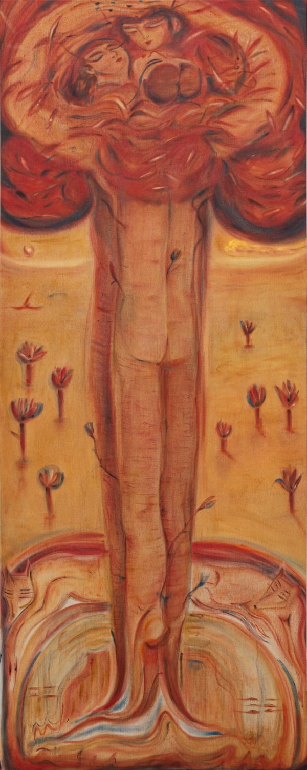 Kinga Bartis Rootless strangers, 2024 Oil on linen 250 x 100 cm (98 3/8 x 39 3/8 in)