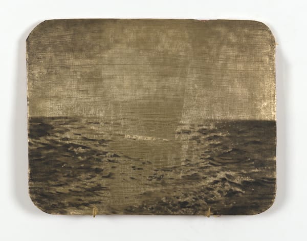 Xie Fan Golden Sea, 2024 Gold foil and oil on terracotta plate 30 x 40 cm (11 3/4 x 15 3/4 in)