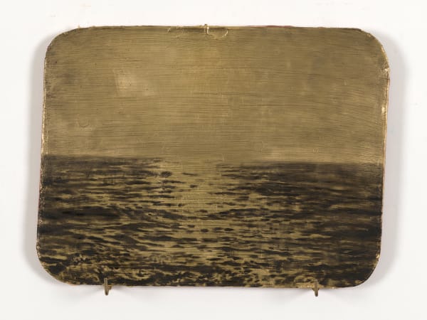 Xie Fan Golden Sea, 2019 - 2022 Gold foil and oil on terracotta plate 30 x 40 cm (11 3/4 x 15 3/4 in)