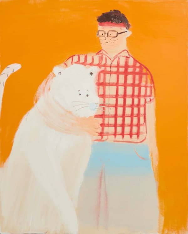 Shinya Azuma Otaku with White tiger, 2025 Oil on canvas 162 x 130 cm (63 ¾ x 51 ⅛ in)