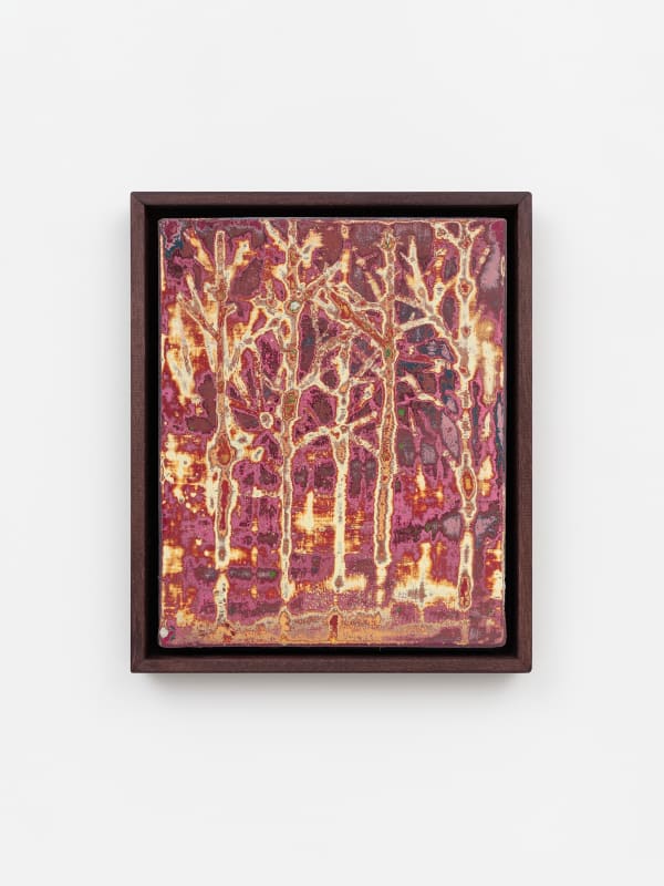 Dennis Miranda Zamorano El: Imposible… nadie intentó incendiar una ciudad, o si? (Portrait of what was once my home), 2024 Mixed media on canvas 36 x 29 cm (14 ⅛ x 11 ⅜ in) 40 × 33.5 cm (15 ¾× 13 ¼ in) framed