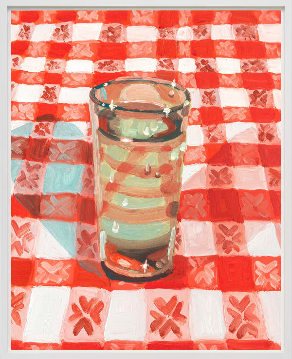 Claudia Keep 9:16 PM, Glass of Water at Bernie's, 2023 Oil on masonite panel 25.4 x 20.3 cm (10 x 8 in) 27.6 x 22.5 cm (framed)