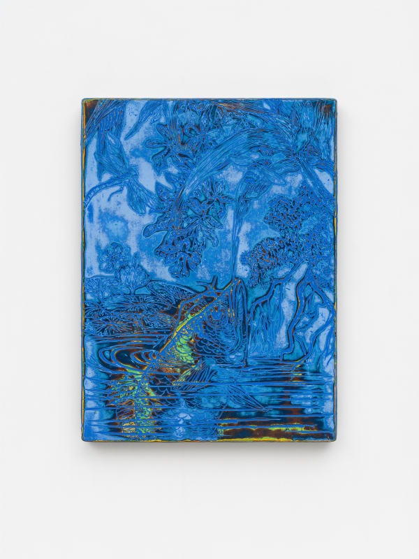 Dennis Miranda Zamorano Mi Hermano vuela, vuela como un pez, 2025 Mixed media on canvas 54 × 40 cm (21 ¼ × 15 ¾ in)