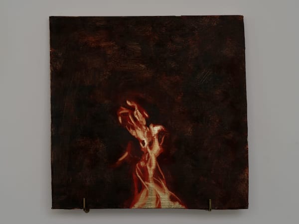 XIE Fan Flame, 2025 Gold foil and oil on terracotta plate 30 x 30 cm (11 3/4 x 11 3/4 in)