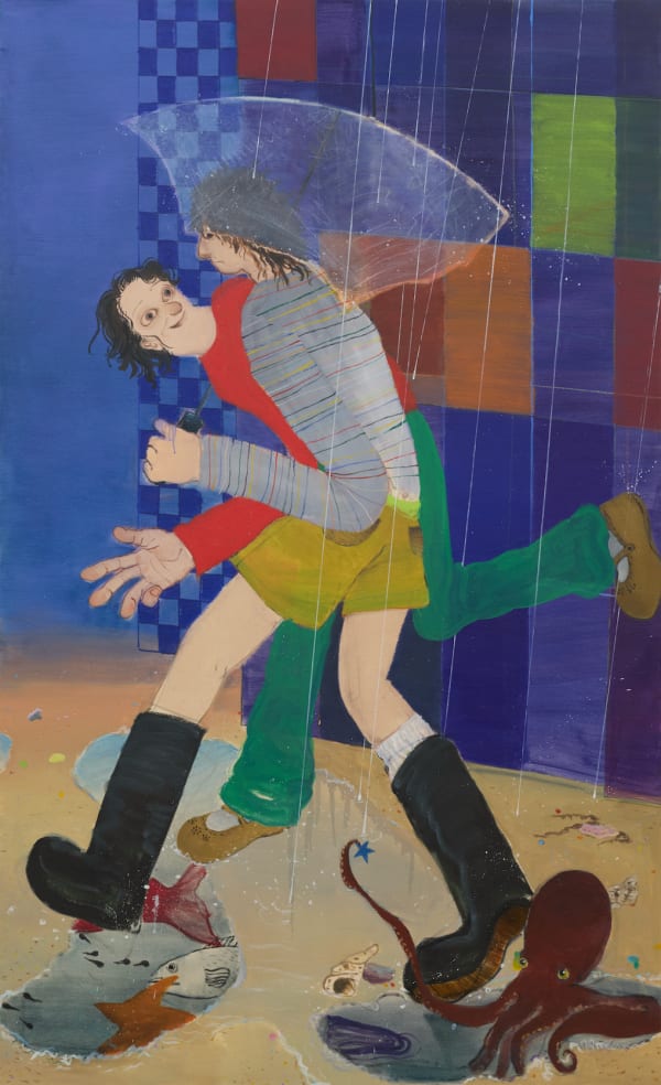 Rika Minamitani Passing Rain, 2025 oil on canvas 200.3 x 122.1 cm (78 ⅞ × 48 ⅛ in)