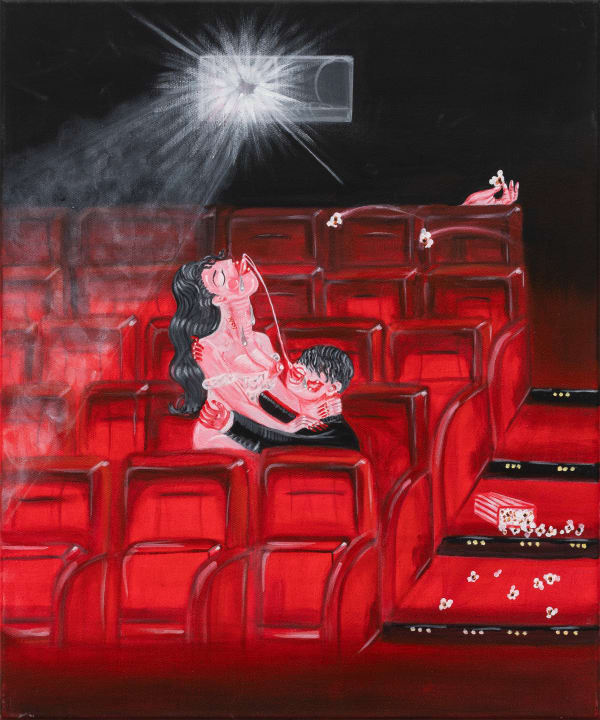 Oh de Laval Nothing more sensual than watching a man struggle to keep himself in check while looking at you, 2025 Acrylic on canvas 60 x 50 cm (23 ⅝ x 19 ¾ in)