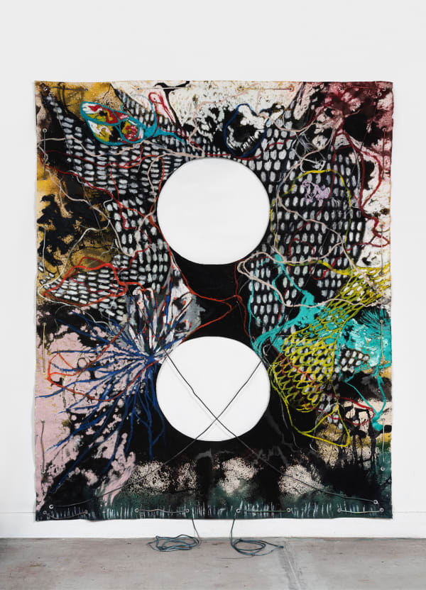 Naotaka Hiro Untitled (Air), 2022 Canvas, fabric dye, oil pastel 274 x 213 cm (107 7/8 x 83 7/8 in)