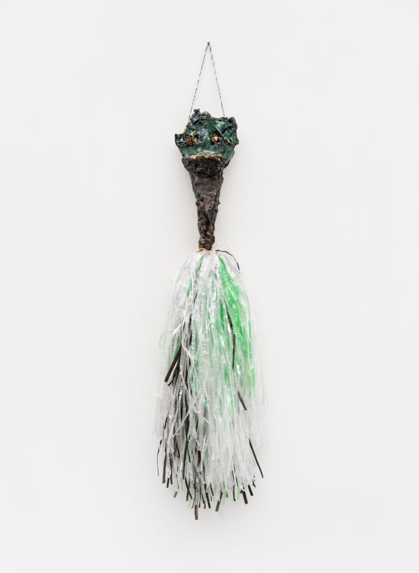 Sylvie Auvray Greeny, 2024 Enamel, stoneware, green, black and white pompom 70 x 14 cm (27 ½ x 5 ½ in)