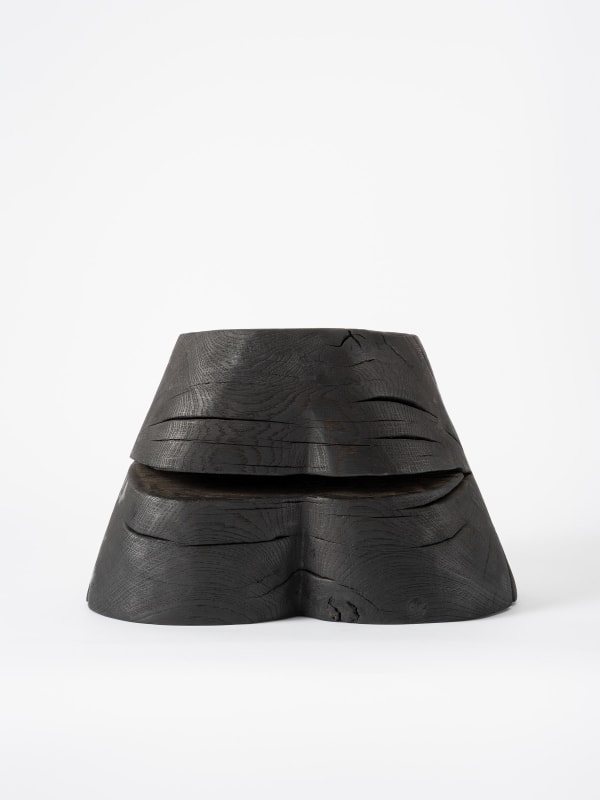Patrick Kim-Gustafson Berra, 2024 French oak, burnt, brushed, ebonised and burnished 30 x 46 x 26 cm (11 ⁵⁄₁₆ x 18 ⅛ x 10 ⁵⁄₁₆ in) Weight: 21 kg