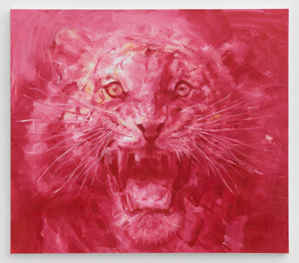 Yan Pei-Ming Tête de tigre rouge (Red tiger head), 2022 Oil on canvas 220 × 250 cm 87 × 98 1/2 in
