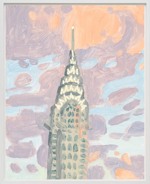 Claudia Keep Chrysler Building At Sunset, 2022 Oil on masonite panel 25.4 x 20.3 cm (10 x 8 in) 27.6 x 22.5 cm (framed)