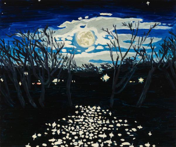 Claudia Keep January 6th, 5:27 PM, Moon Over the Delaware, 2024 Oil on masonite panel 25.4 x 30.5 cm (10 x 12 in) 27.4 x 32.5 cm (10.8 x 12.8 in) framed