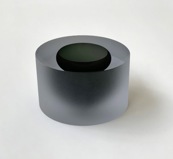 Cylinder with floating bowl. Translucent Black