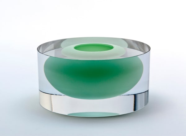 Tora Urup, Clear Cylinder with Floating Jade Green Bowl, 2013