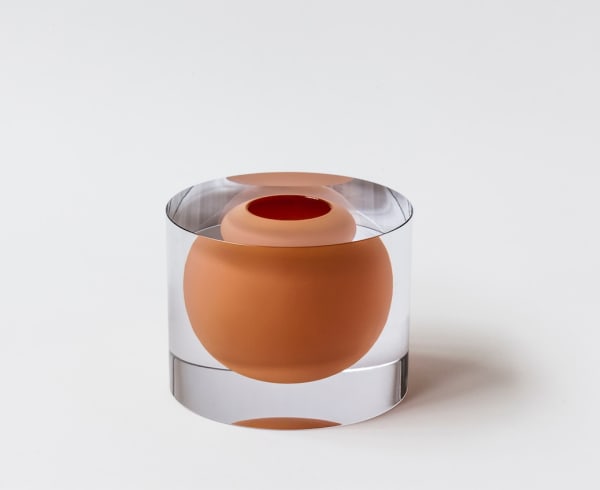 Cylinder with Floating Bowl. Coral
