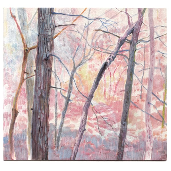 Watercolor on paper of pink trees
