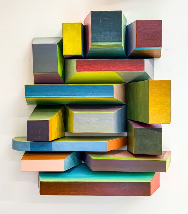 Meg Hitchcock Icon No. 3, 2024 Matboard structures, acrylic paint, colored pencil 21 x 20 x 6 in.