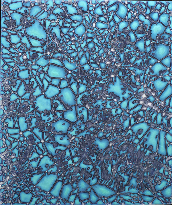 Blue abstract net painting