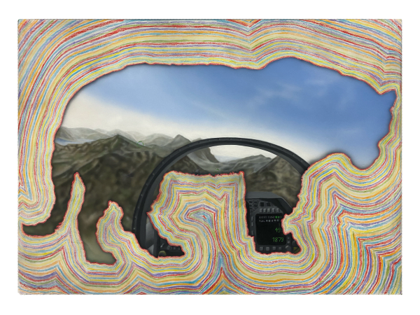 Geist Topping Crazed, I Undertake This All, 2024 oil, acrylic, and crayon on canvas 54 x 38 in.